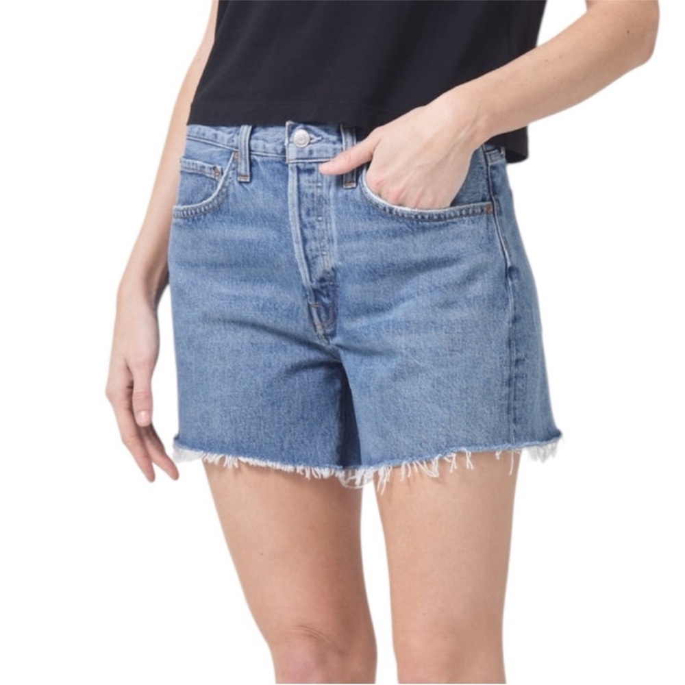 NWT AGOLDE Parker Long Denim Short Women’s size 27 in Skywave Wash